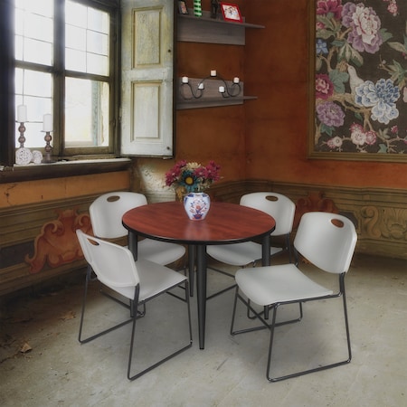 Regency Kahlo Round Table & Chair Sets, 36 W, 36 L, 29 H, Wood, Metal, Polypropylene Top, Cherry TPL36RNDCHBK44GY